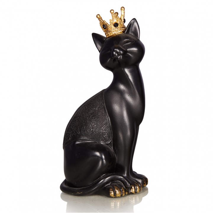 Фигурка кошки Queen черный полирезин, 8х7х18 см