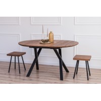 Стол ОКА раскладной круглый 1000 дуб мореный + КСЕ/Р 80 черный