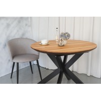 Стол ОКА раскладной круглый 1000 дуб натуральный + КСЕ/Р 80 черный