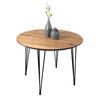 Стол ОКА круглый Стандарт 1000 дуб натуральный + КС 12 белый