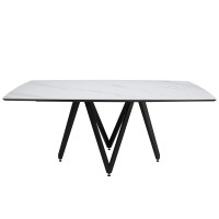Стол АКСИОМА-3 89х180 керамика белый мрамор матовый/муар.чер
