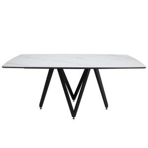 Стол АКСИОМА-3 89х180 керамика белый мрамор матовый/муар.чер