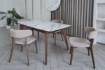 Стол БЕРГАМО-АВТО 89x160/200 керамика белый+золото мат/дуб олово