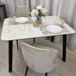 Стол РИО 120х80 керамика Calacata Vaglioro/ муар черный нераздвижной — изображение 4